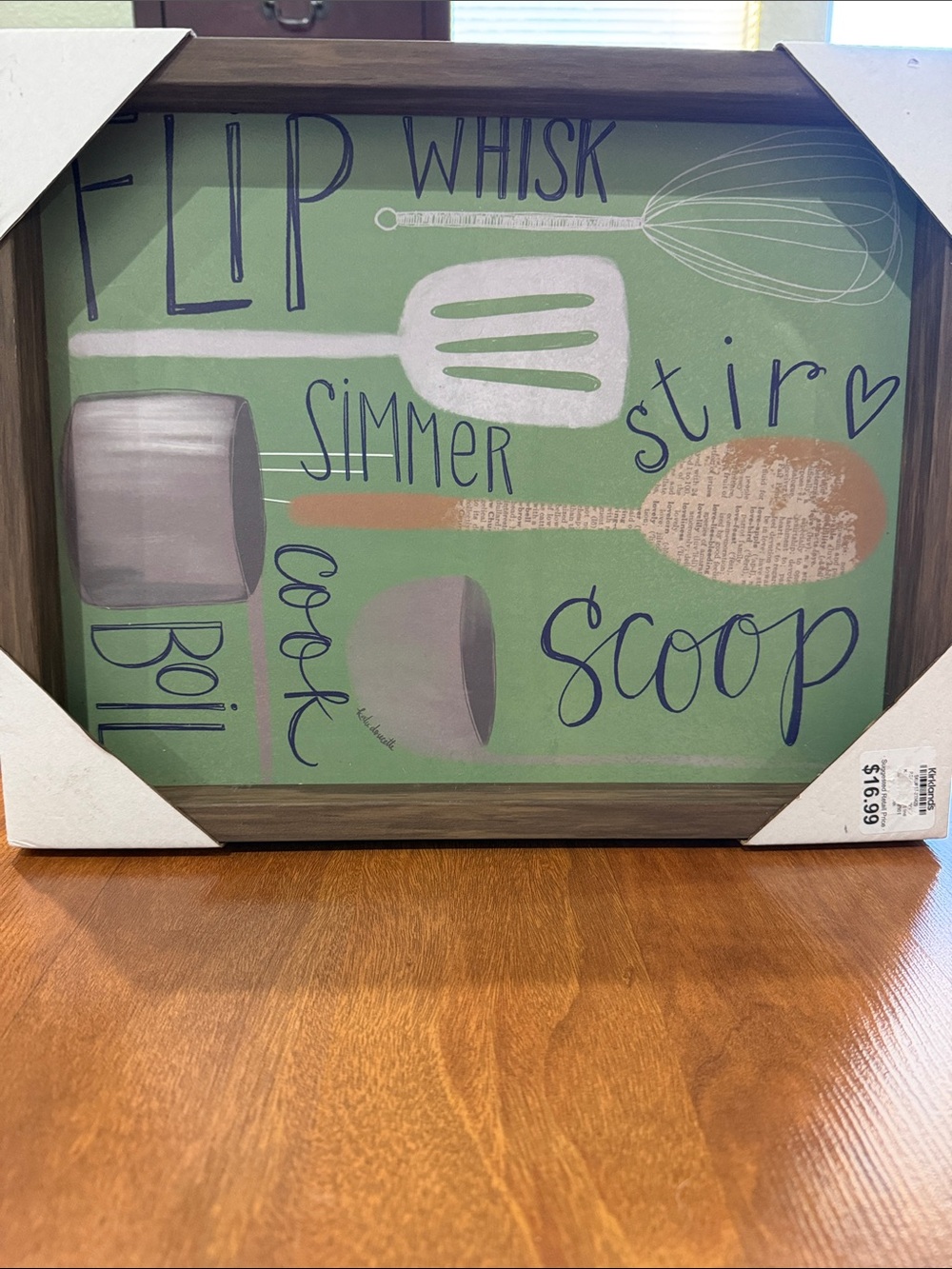 Green Kitchen Utensils Wall Art - Framed Decorative Print